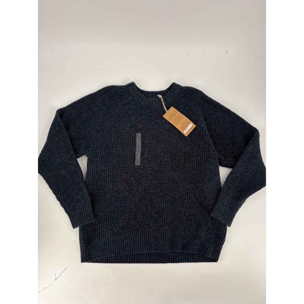 Fjallraven Ovik Waffle Knit Sweater Womens L Navy Blue Wool Pullover 14600259